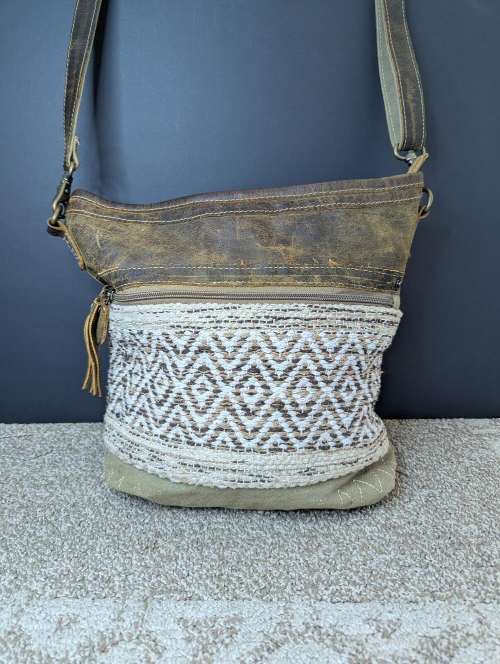 Myra Bag Blending Taste Crossbody Shoulder Bag Canvas Leather - Boho Tote Purse